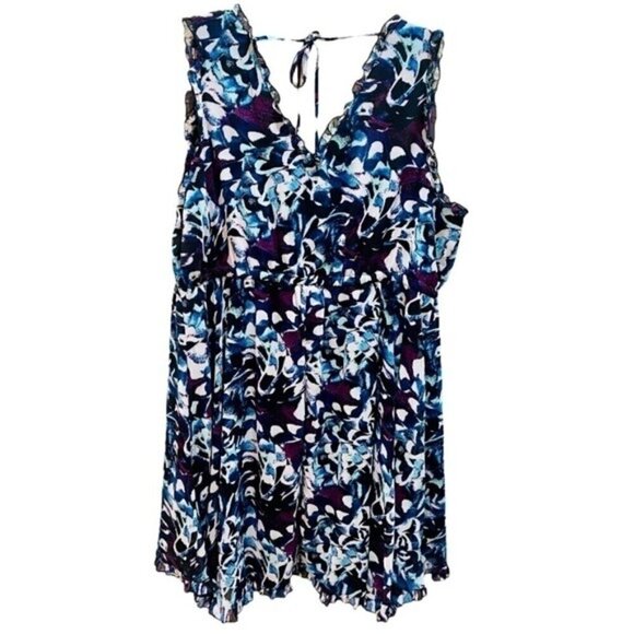 Torrid Blue and Black Sleeveless Ruffle Dress 1X NWT NEW! - Picture 1 of 9